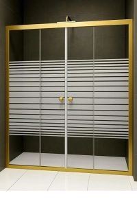 Duşakabin Ön Cephe Altın Profil Çizgili Cam